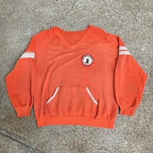 True Vtg BOURBON STREET Birthplace of Jazz Patch Paper Thin V Neck Sweatshirt S